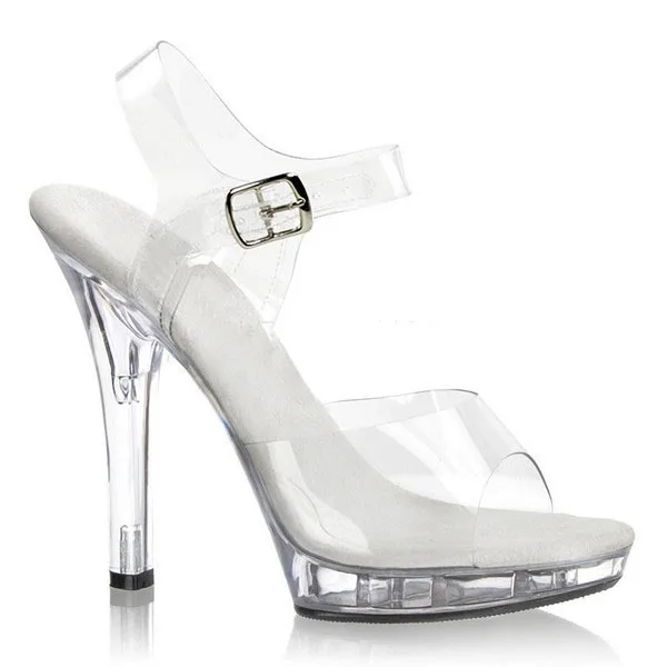 Elegant Princess Clear 13cm Open Toe High Stripper Heels Platform Exotic Shoes Sandals Pole Dance Model Wedding Sexy 5 inch