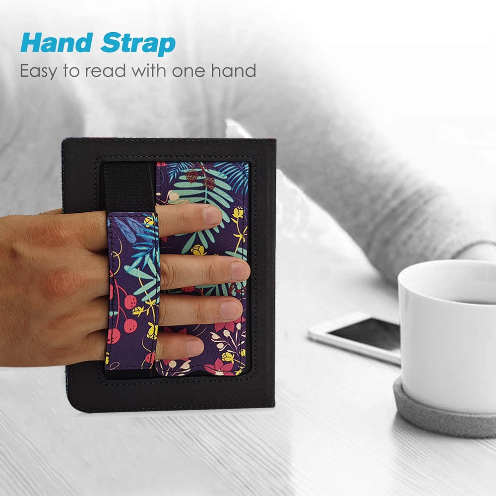 Stand Case for Pocketbook Color/Tonch HD 3/Touch Lux 5/4/Basic Lux 2/3 (PB606/616/617/627/628/632/633) - Sleep/Wake / Hand Strap