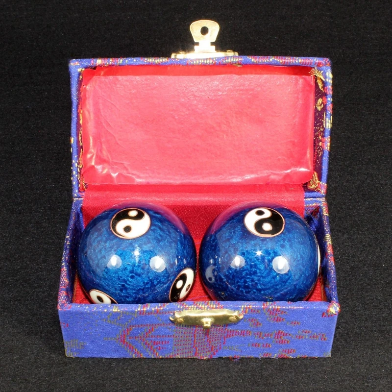 Cloisonne Health Hand Balls Exercise Stress Balls Carved Tai Chi Pattern Stress Relieve Hand Balls Gift for Family D5QA