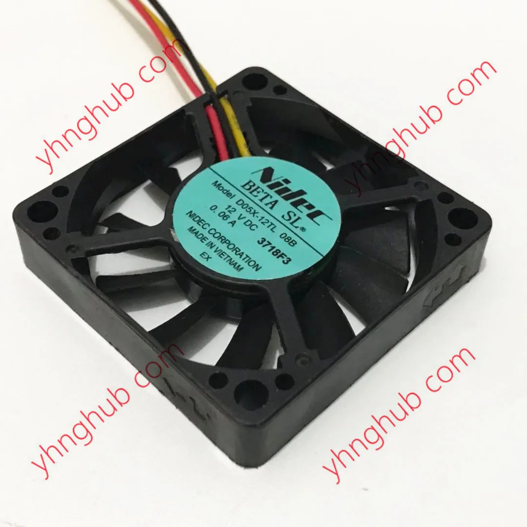 

Nidec D05X-12TL 08B DC 12V 0.6A 50X50X10mm 3-Wire Server Cooling Fan