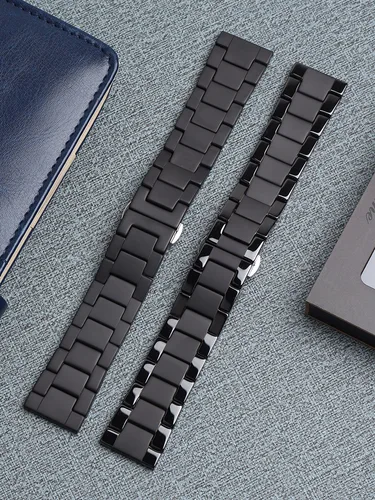 Imagen 2 del producto Correa de reloj de cerámica para Huawei Watch GT 2, correa de reloj con barra de liberación rápida de 18mm, 20mm y 22mm, color negro mate