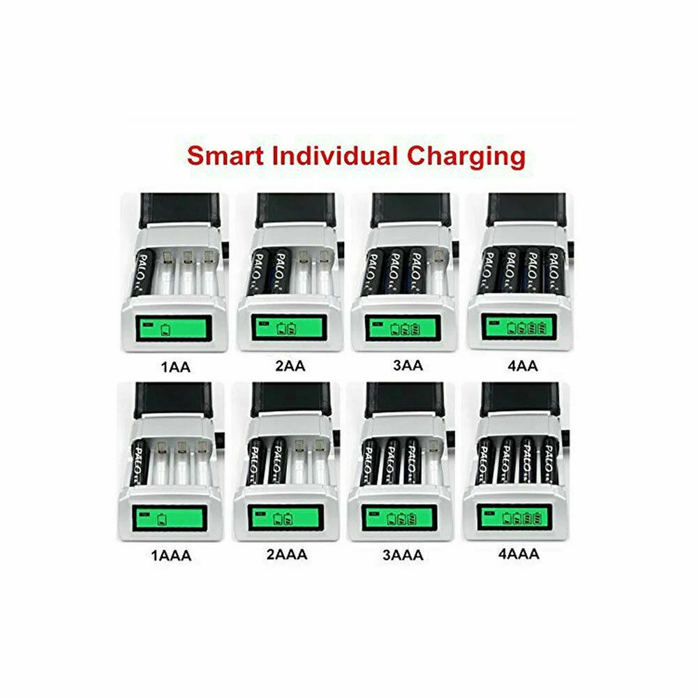 4 Slots AA AAA LCD Smart Fast Portable Quick Charger Powerbank Battery US Plug for Power Bank Rechargeable Batteries Charging