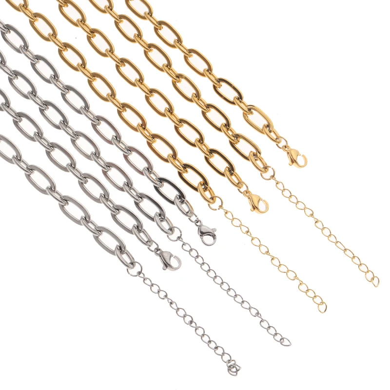 SAUVOO 1 Meter Stainless Steel Chain Gold Color Paper Clip Chain DIY Wallet Chain Jewelry Necklace Making Handmade Accessories