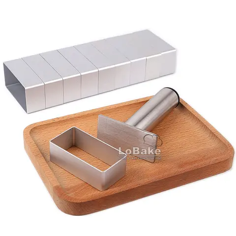 Molde rectangular alargado de aluminio para pastel de piña, sello de prensa de acero inoxidable, 2,1 cm de altura, para galletas, Fondant, DIY
