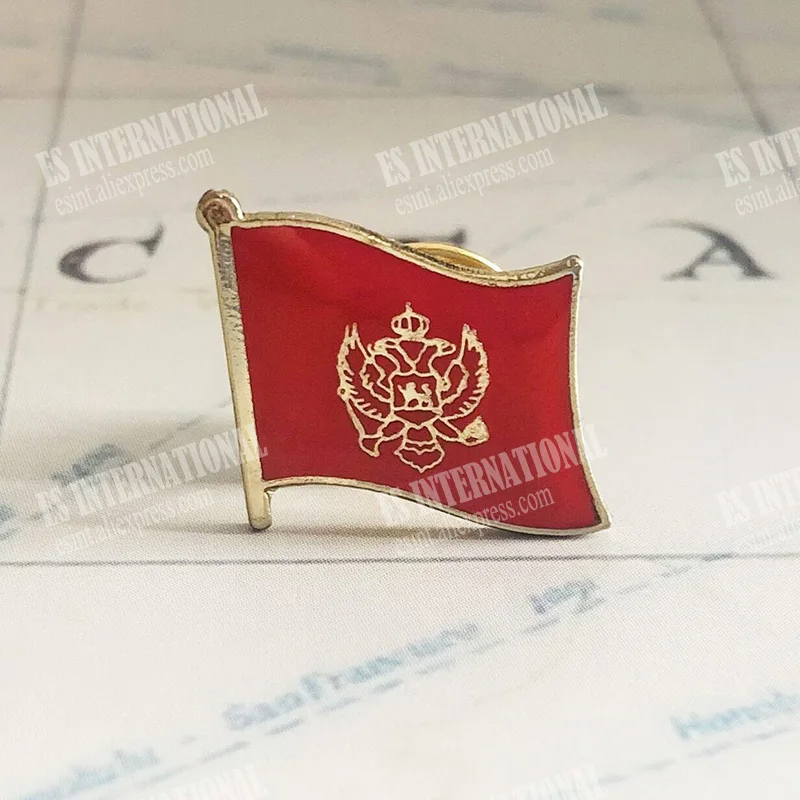 Czarnogóra flaga narodowa przypinki na klapę przezroczysta żywica epoksydowa Metal emaliowana przypinka farba broszka pamiątka garnitur osobowość pamiątkowe prezenty