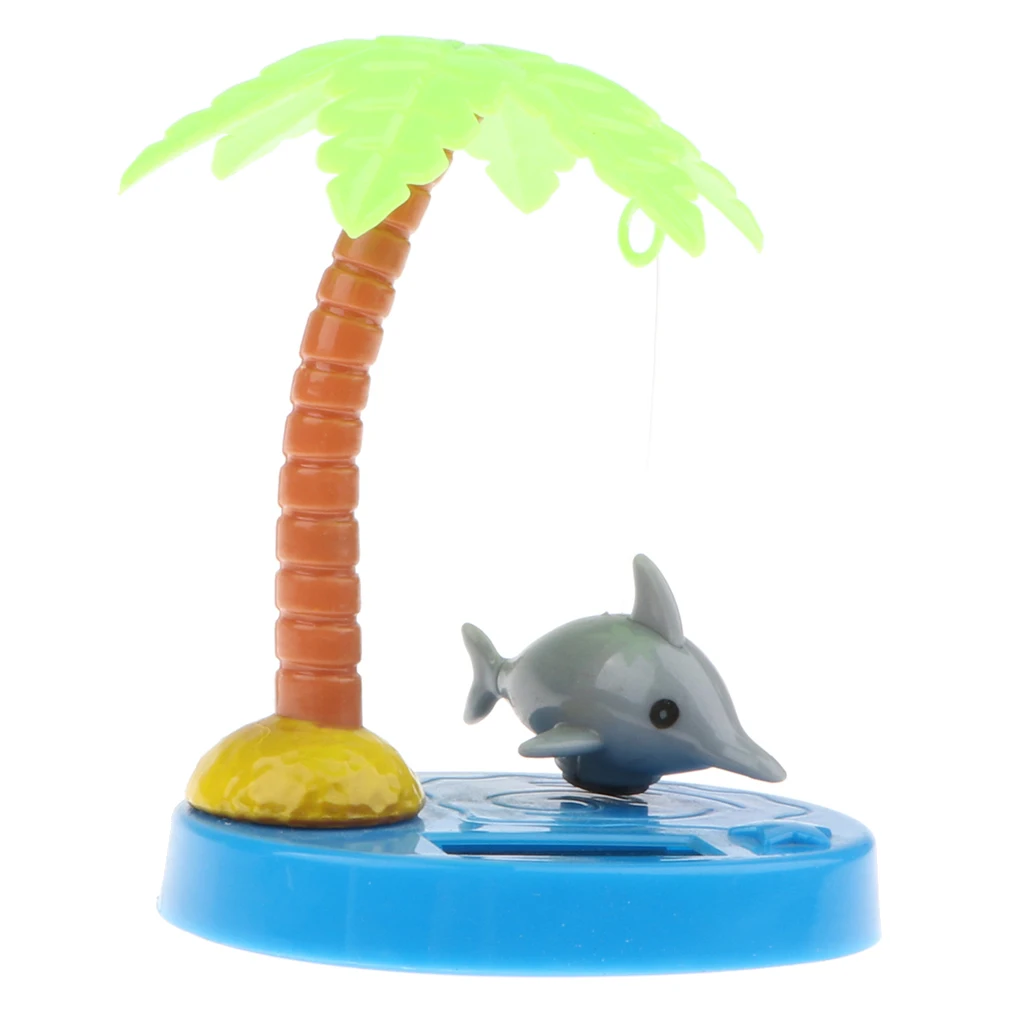 Swing Animal Doll Solar Powered Fish Coconut Palm Model Kids Toy Home Decor