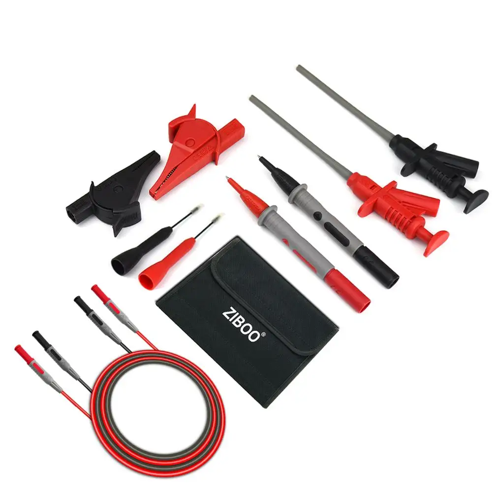 

ZIBOO KIT-12 Multimeter Test Leads Kit,with Alligator Clips Piercing Needle Non-destructive Test Probe,Flexibility Hook Clip.