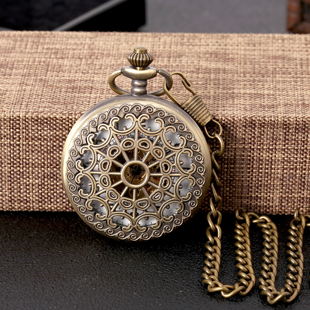 8939Copper spider web machinery retro creative large pocket watch