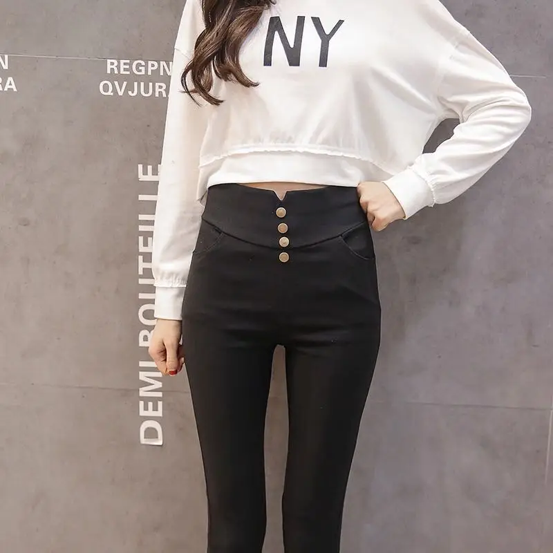 

2020 Autumn Fashion Women S-3XL Pencil Pants High Waist Stretch Ankle Length Trousers Female Casual Skinny Jeans Clothes