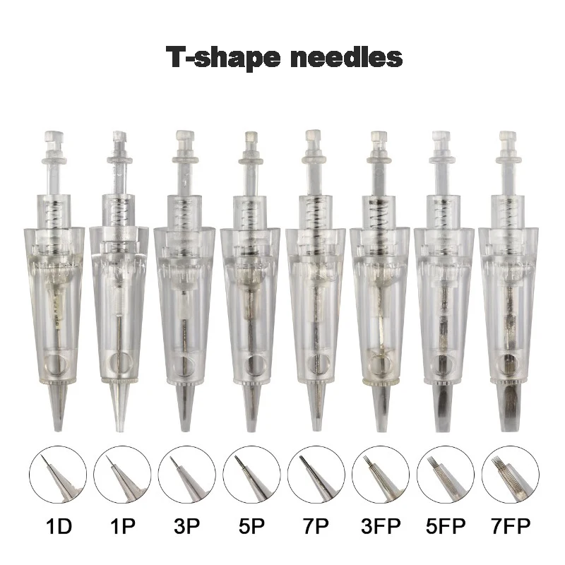 

10/50pcs Disaposable microblading T shape tattoo needles 1R/3R/5R/3F/5F/7F pmu cartridge needle for micropigmentation machine