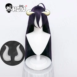 Overlord Albedo Cosplay Wig Anime OVERLORD Cosplay「HSIU 」Fiber synthetic wig Black and purple long wig+Free wig Cap