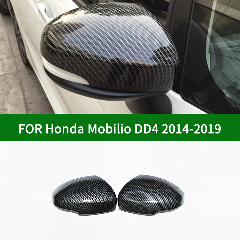 

For Honda Mobilio DD4 2014-2019 car Rearview mirror cover trim, black carbon fibre Side Mirror Covers 2015 2016 2017 2018