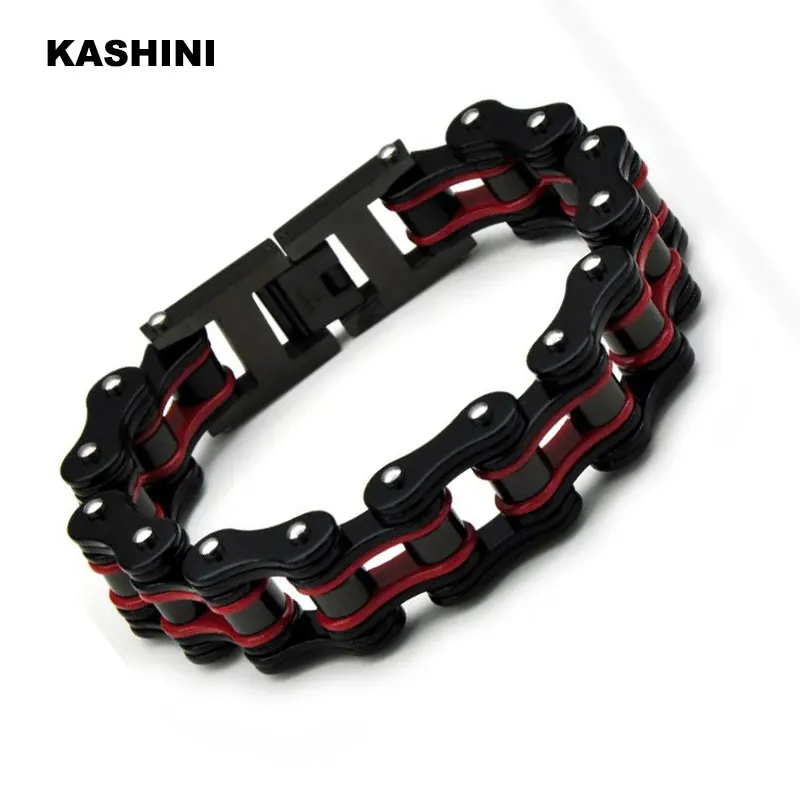 Men's Chain Bracelets Bangles Black Motorcycle Biker Bicycle Chain Link Bracelets for Men Stainless Steel Punk Jewelry Gift