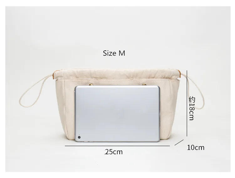 Cosmetic bag canvas Insert Bag Fit For designer brand large capacity tote bag base shaper Makeup Inner Organizer bag