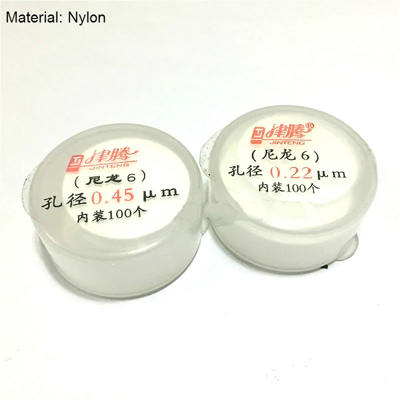 Microporous Membrane Filter Nylon Diameter 13 mm Micro PES Filter Membraness Pore Size 0.45 um / 0.22 um 100 / PK JIN TENG BRAND