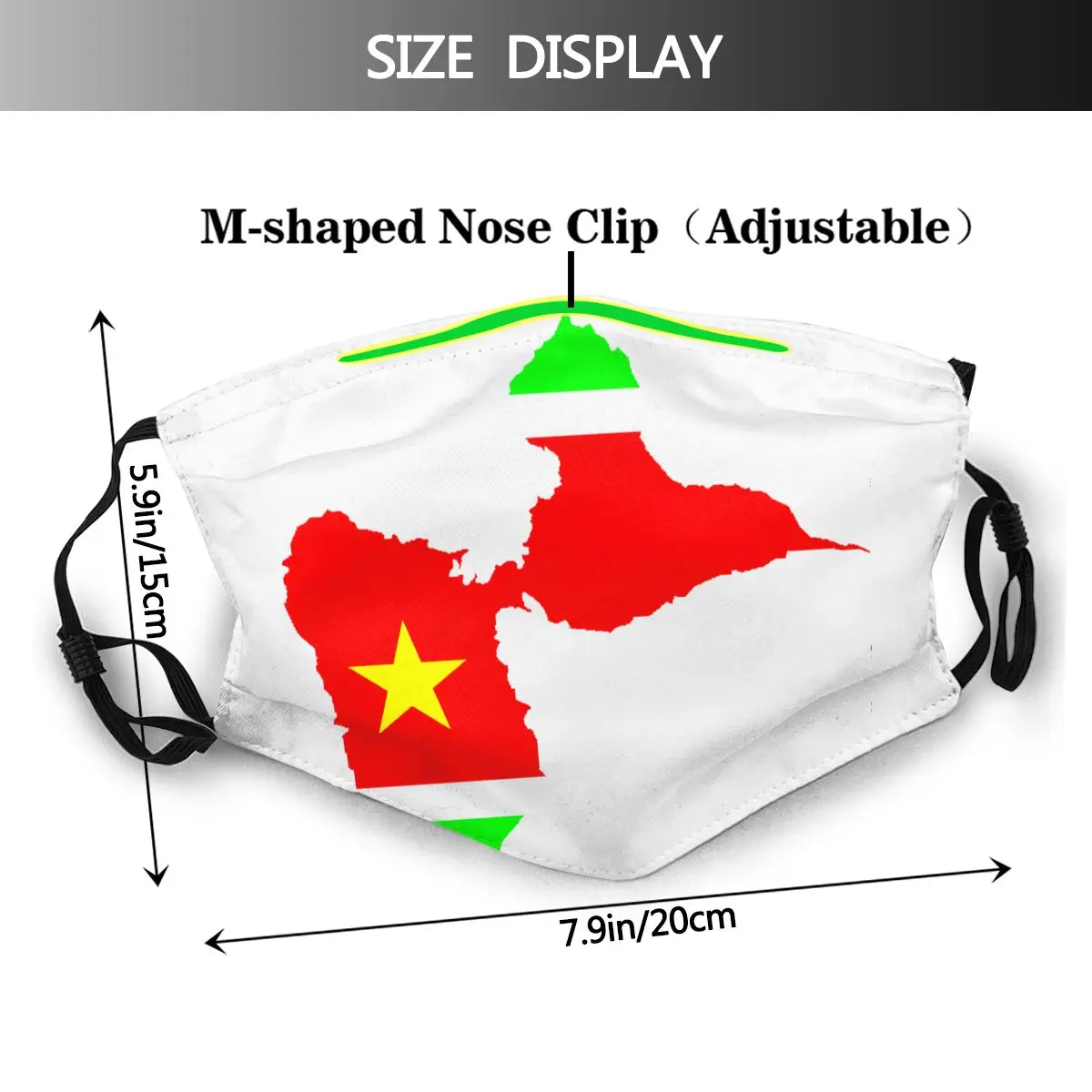 Guadeloupe In Red Yellow And Green R276 Funny Sarcastic R276 Activated Carbon Filter Mask