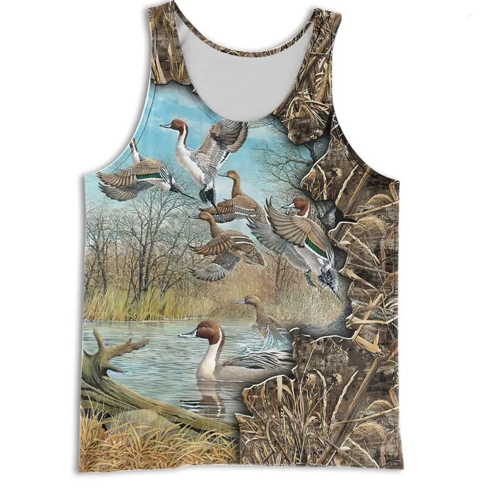 Summer Men vest 3D t shirt Duck Hunting Printed Harajuku Sleeveless T-shirt Unisex Tank tops Wholesale and Drop shipping