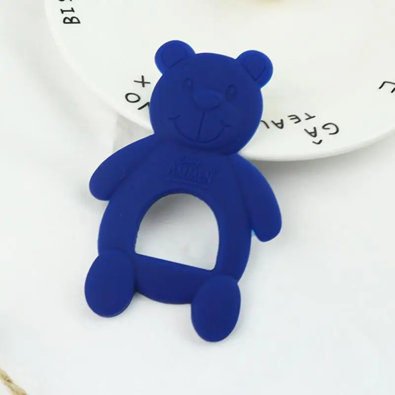 Baby Teething Stick Bear Shape Baby Biting Stick Edible Silicone Blue And Pink Teether Safety