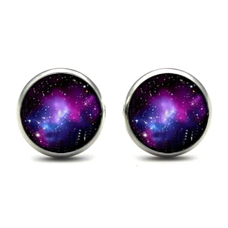 Fashion Galaxy Nebula Stud Earrings Outer Space Ear Studs Astronomy Jewelry Nebula Glass Dome universe Earrings For Women