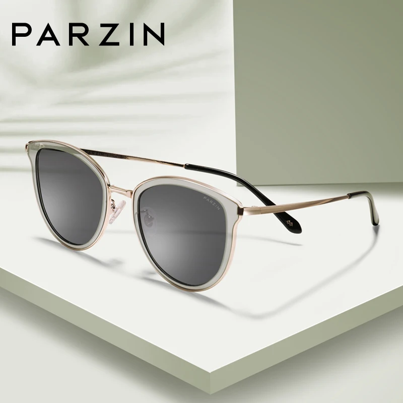 

PARZIN New Women Fashion Polarized Sunglasses Metal Large Frame Retro Trend Driving Sunglasses