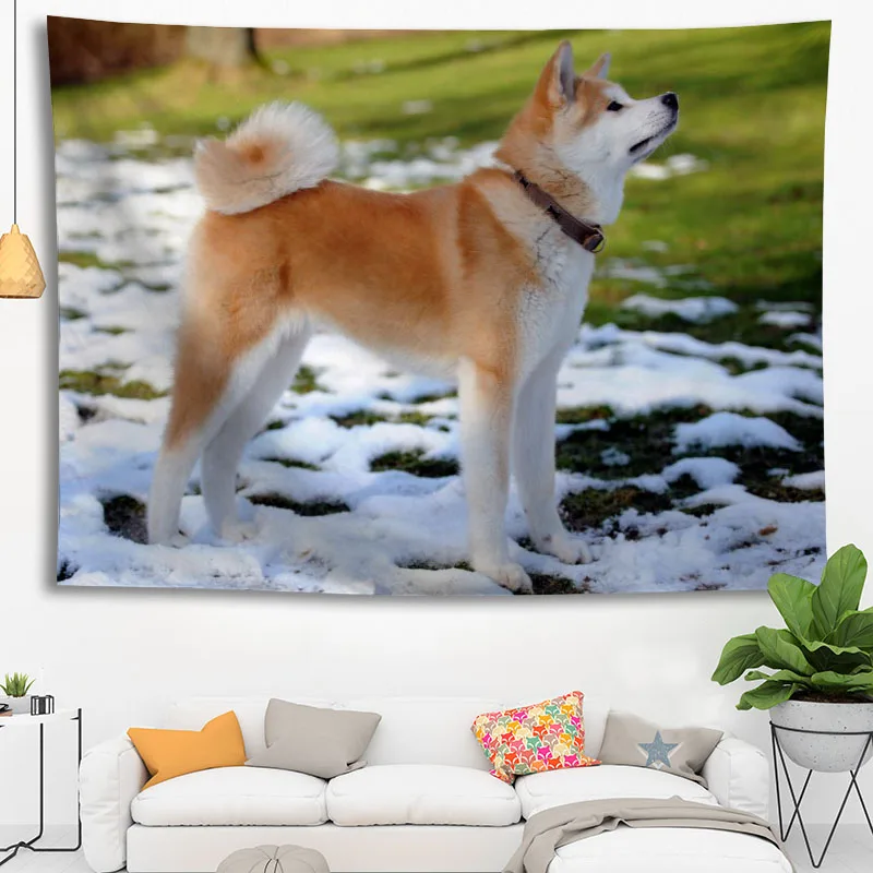 

Hot Sale Custom High Quality Akita Dog Wall Hanging HD Landscape 3D Printing Digital Printing Home Decoration Tapestry