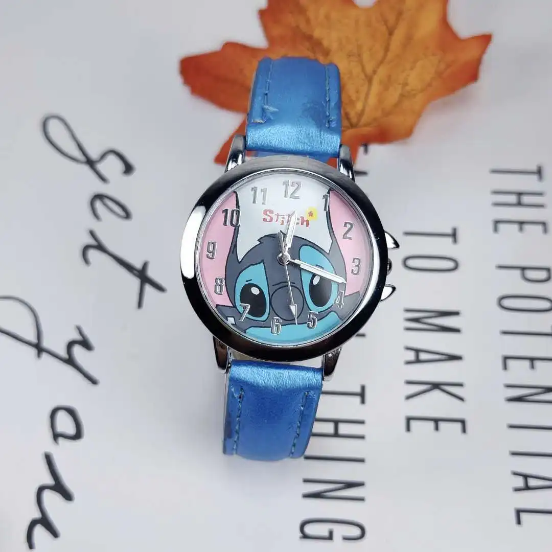 Disney StarCraft Bayi Stitch Anak Watch Boys Kartun Tahan Air Kulit Jam Tangan Anak Anak Laki-laki Watch Clock Jam Tangan