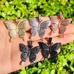 5pcs Butterfly Charms for Women Bracelet Making Bling Crystal Rhinestone Paved Pendants for Necklace Handcraft Jewelry Accessory