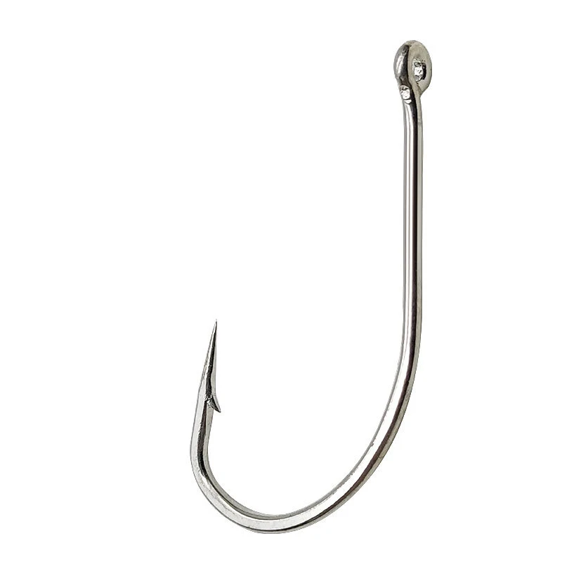 1000Pcs Fishhook White Tinned Long Handle Shank Barbed Fish Hook crooked Seawater Hooks Sea Carp Fishing Goods Accessories Pesca