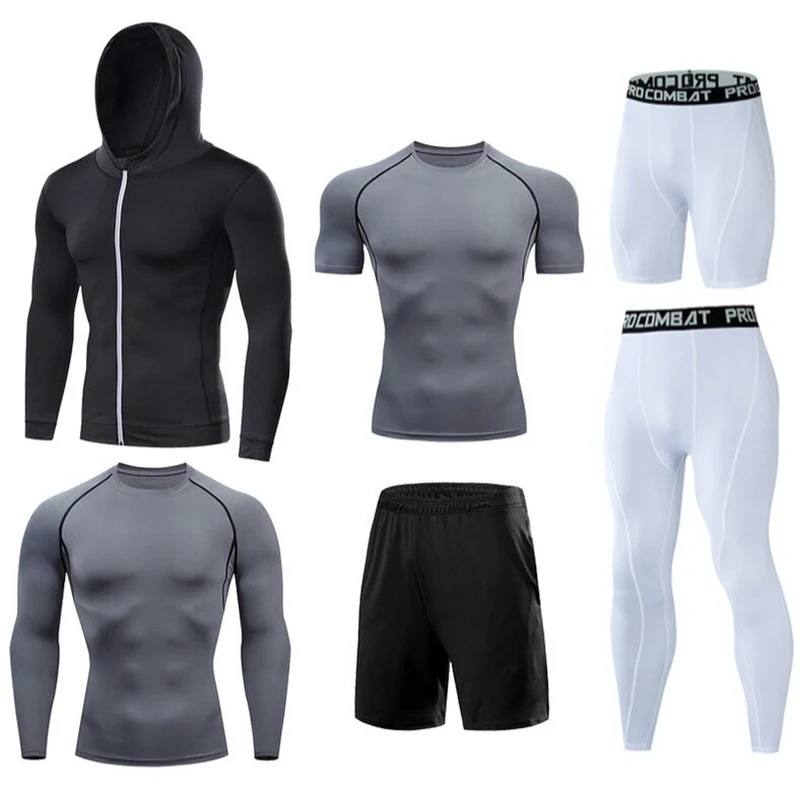 Herren-Lauf-Kompressions-T-Shirts, schnell trocknend, Fußballtrikot, Fitness, eng, Sportbekleidung, Fitnessstudio, Sport, kurzärmeliges Hemd, atmungsaktiv – Detail 21