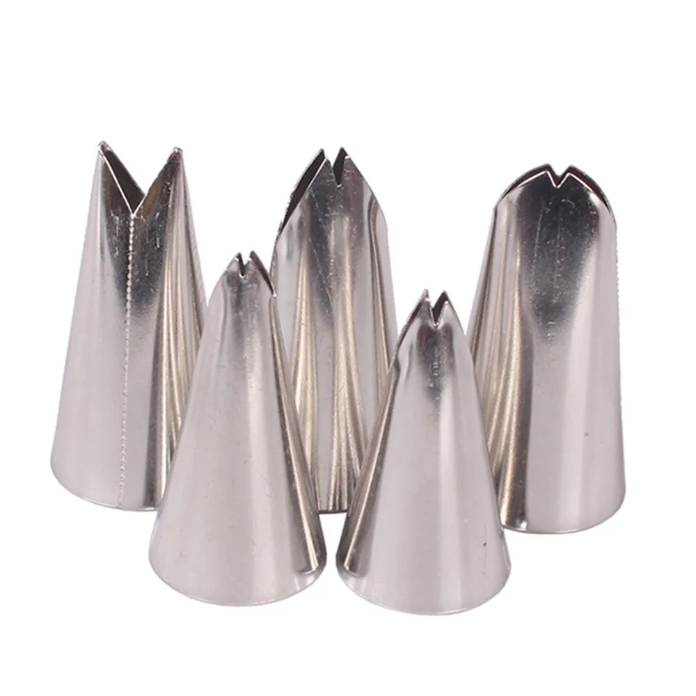 5Pcs/set Leaves Icing Piping Nozzles Stainless Steel Nozzle Pastry Writing Tips For Fondant Cake Baking Decorating Tools