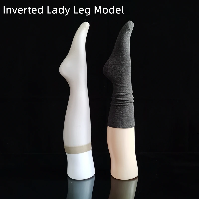 Women\'s Leg Model Display Plastic Mannequin To Knee Leg Model Inverted Medium Length Socks Display Props White / Skin Color