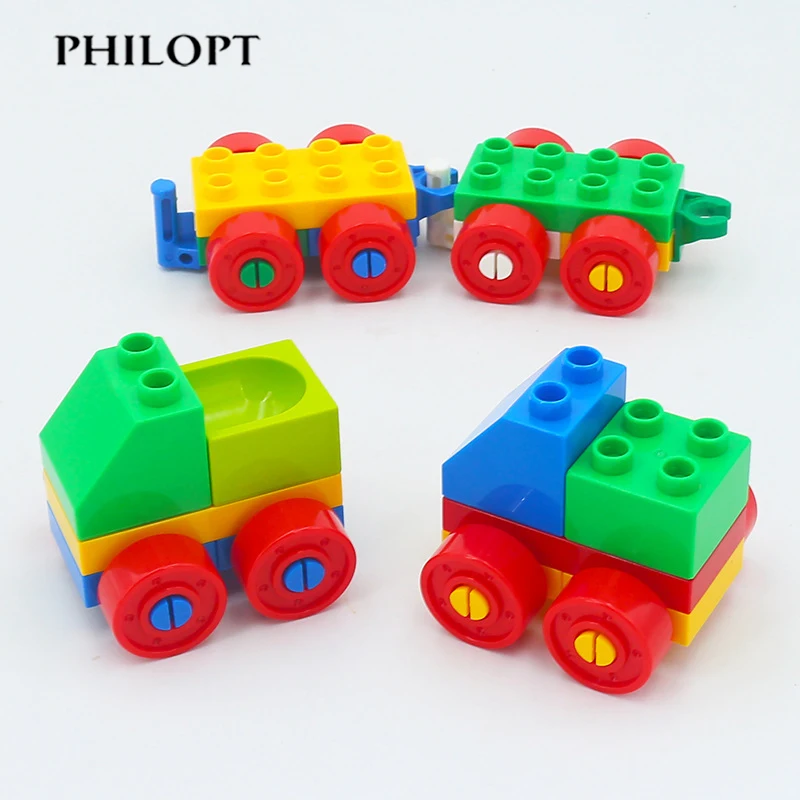 Car Model Children Assemble Toys Big Building Blocks Carriage Trailer Boat City Traffic Parts Toy For Children Compatible Bricks