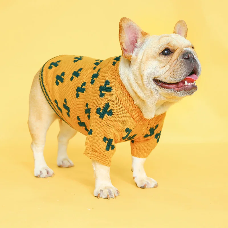 PETCIRCLE Dog Puppy Clothes Turmeric Cactus Sweater Pet Cat Fit Small Dog Spring and Autumn Pet Dog Costume Cloth Dog Sweater