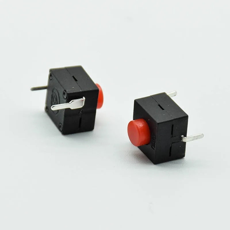 5pcs red/black Small micro self locking  switch 8*8*8.4 wit 2 feet with lock light touch switch button switch L068-A DC30V1A