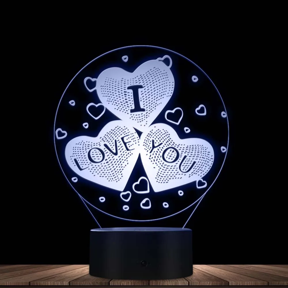 

Romantic I Love You In Loving Heart 3D Visual Lamp Optical Illusion Night Light Valentine's Day Gift Wedding Decor Desk Lamp