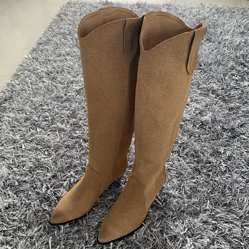 Plus size 35-42 New brand women long boots chunky heels autumn winter boots cowboy western knee high boots women shoes