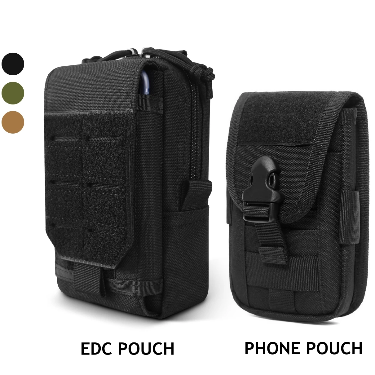 Tactical Cell Phone Holster Pouch Smartphone Pouches EDC Cellphone Case Molle Gadget Bag Molle Attachment Belt Holder Waist Bag