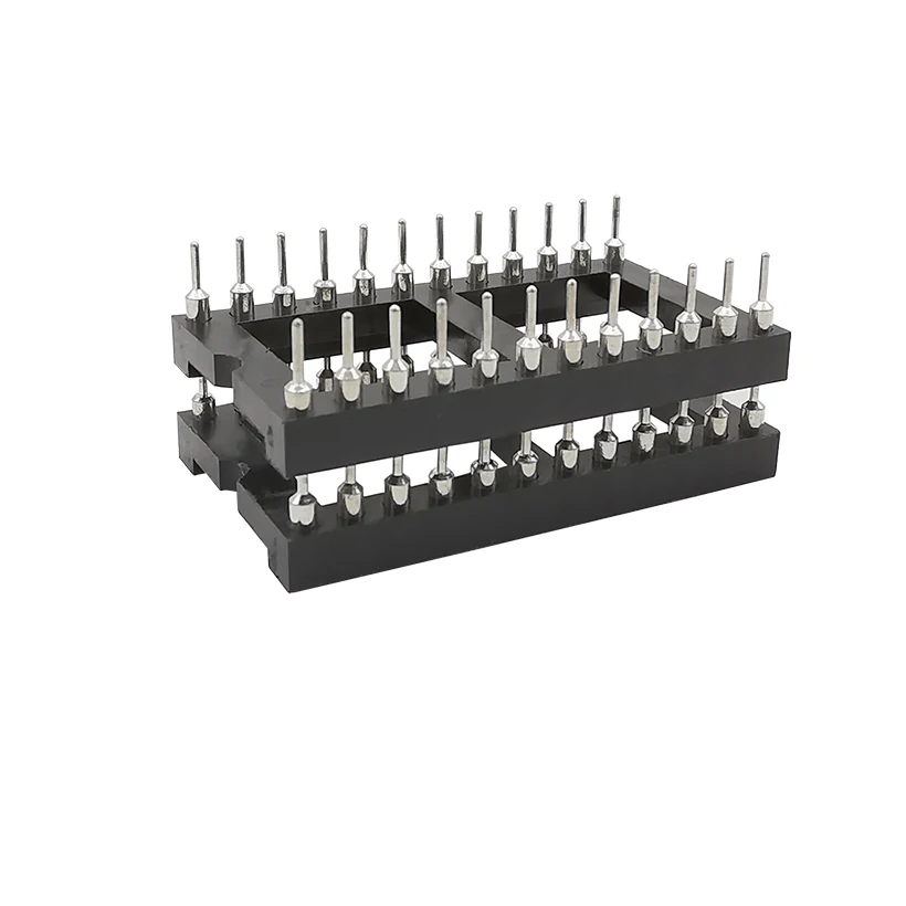 20/30Pcs IC Socket DIP24 DIP28 DIP40 IC Socket Slot Solder Connector 2.54mm Pitch 24/28/40 Pin Round Hole DIP IC Female Jacks