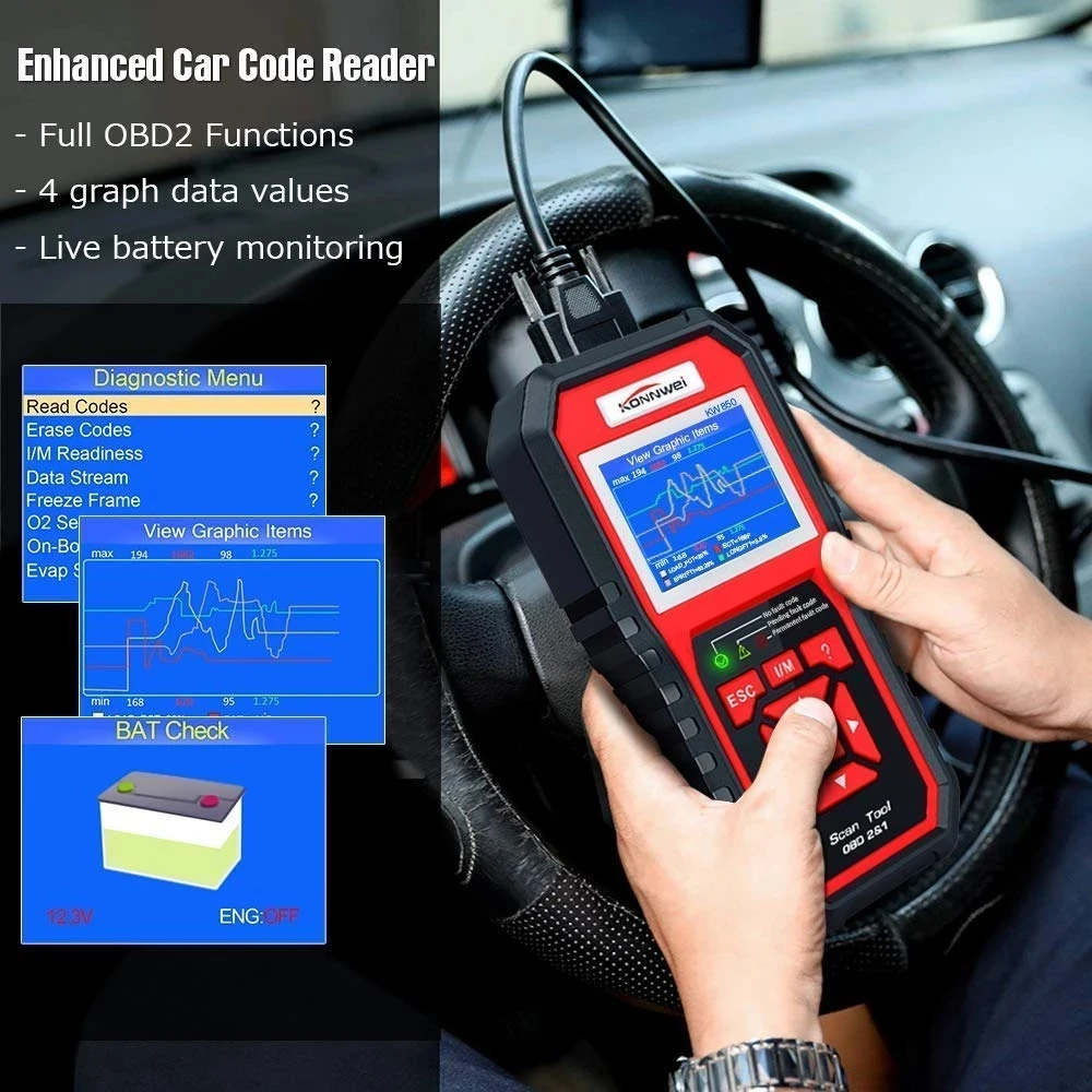 Professional OBD2 Scanner Diagnostic Tool KW850 Automotive Scanner Code Reader Check Engine Light Tools for All Cars After 1996