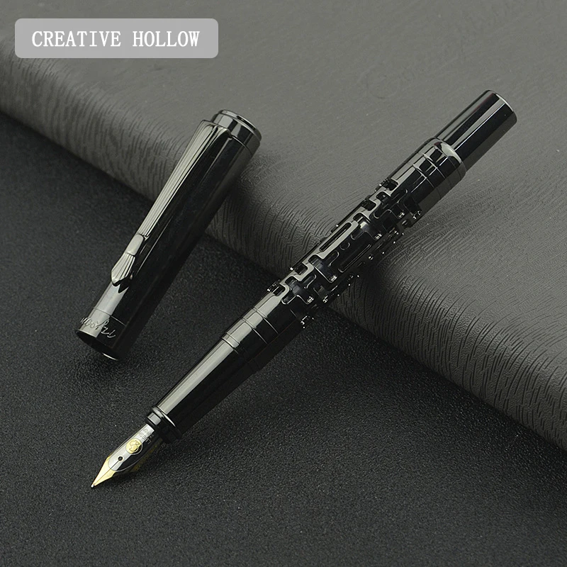 Luxury Creative Hollow Refillable Fountain Pen 0.5mm Office Stationery Nib School Student Gift Customized Logo Metal FountainPen