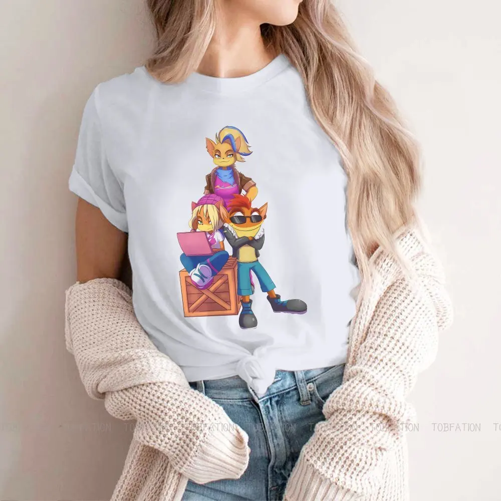 Friends Female Shirts Crash Bandicoot Wolf Video Game Loose Vintage Women Tshirts Harajuku Casual Feminine Blusas