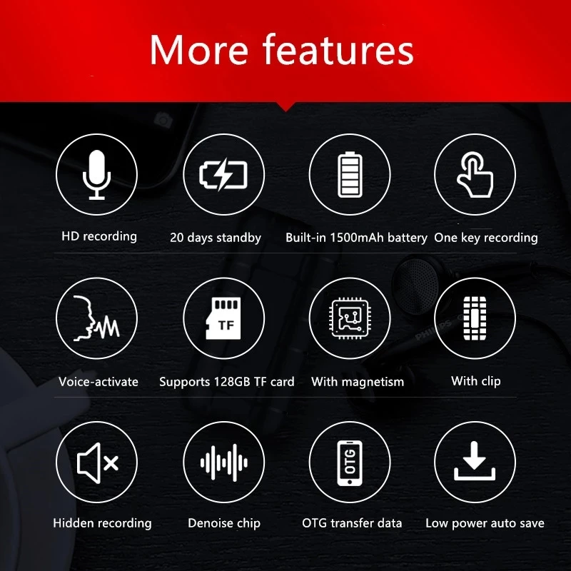 Portable Digital Voice Recorder 20 day long time distance Dictaphone Magnetic mini audio sound activated Voice activated record