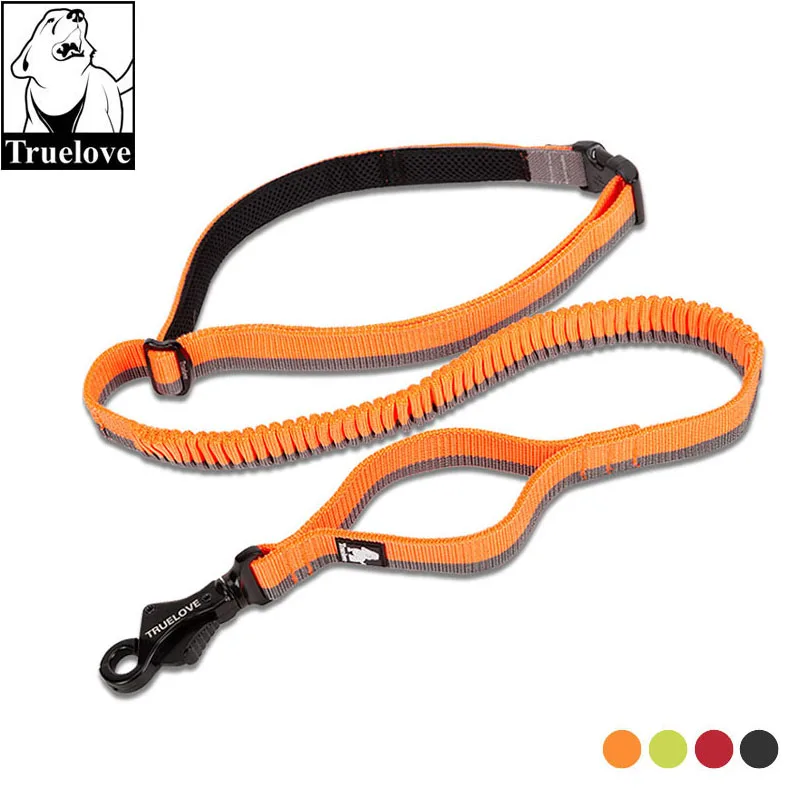 

Truelove Dog Running Bungee Leash Hand-held Waistworn Adjustable Nylon Elastic Retractable Dog Leads for Jogging Walking Orange