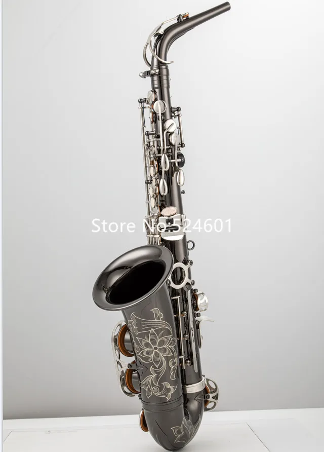 Alto Saxophone Eb Tune Black nickel-plated body Professional musical instrument With Case Accessories