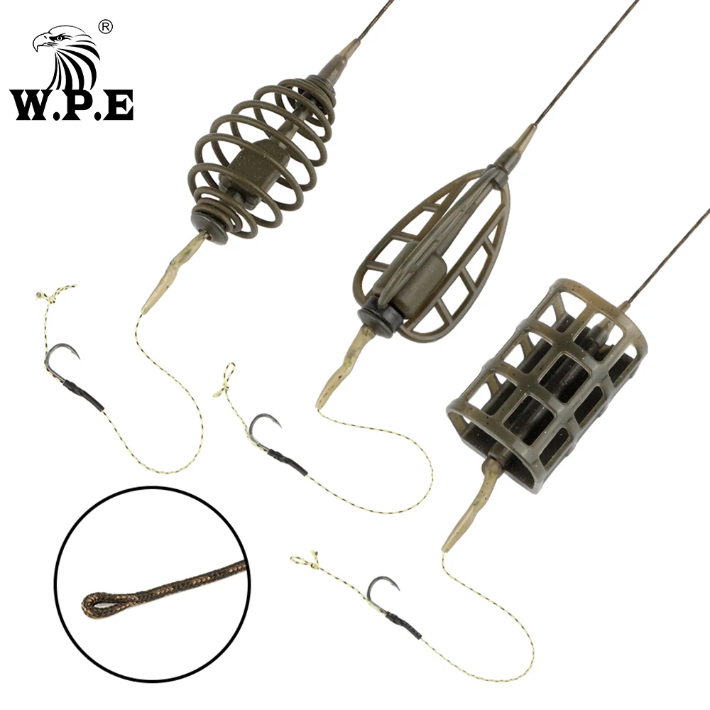 W.P.E Europe Carp Fishing Rig Hair 1set Hand Made Carp Fishing Rig 40g/50g/60g/70g/80g Leader Core Line Carp Fishing Group Pesca