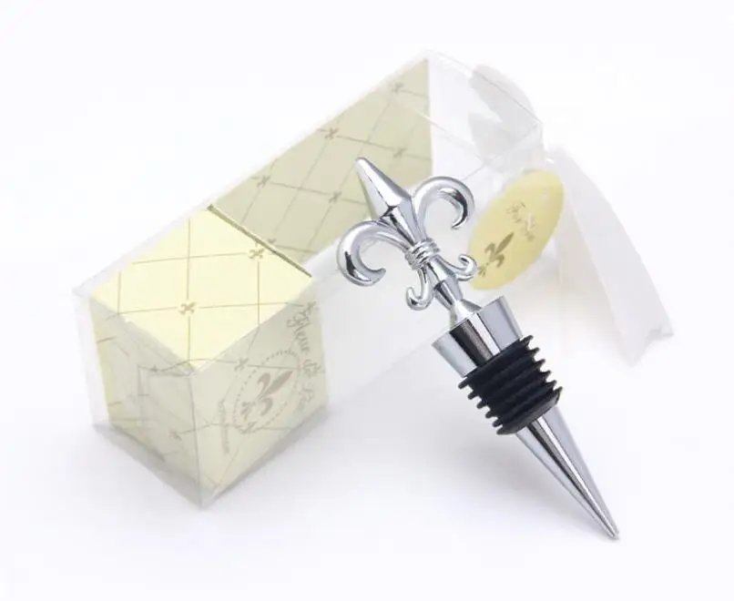 

Chrome Fleur de Lis Wine Bottle Stopper 100PCS/LOT wedding favors guest gift DHL Free shipping SN2848