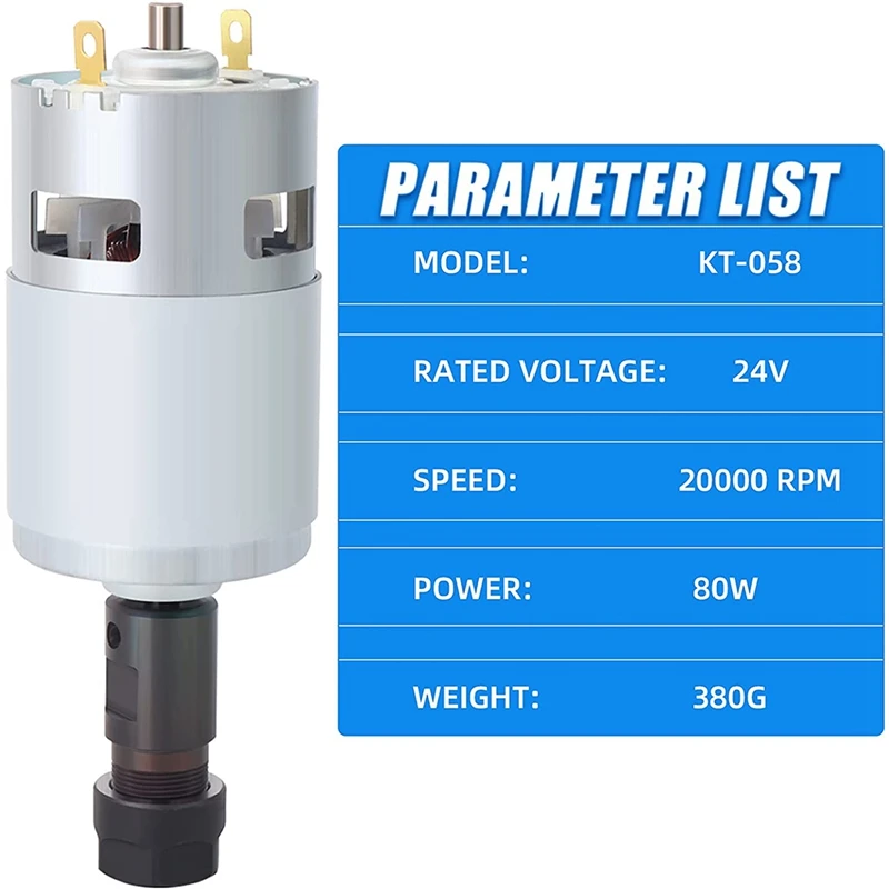 775 Spindle Motor With ER11 Collet & Connection Line, 24V 20000 R/Min,Fit For CNC 3018 Series Carving Machine