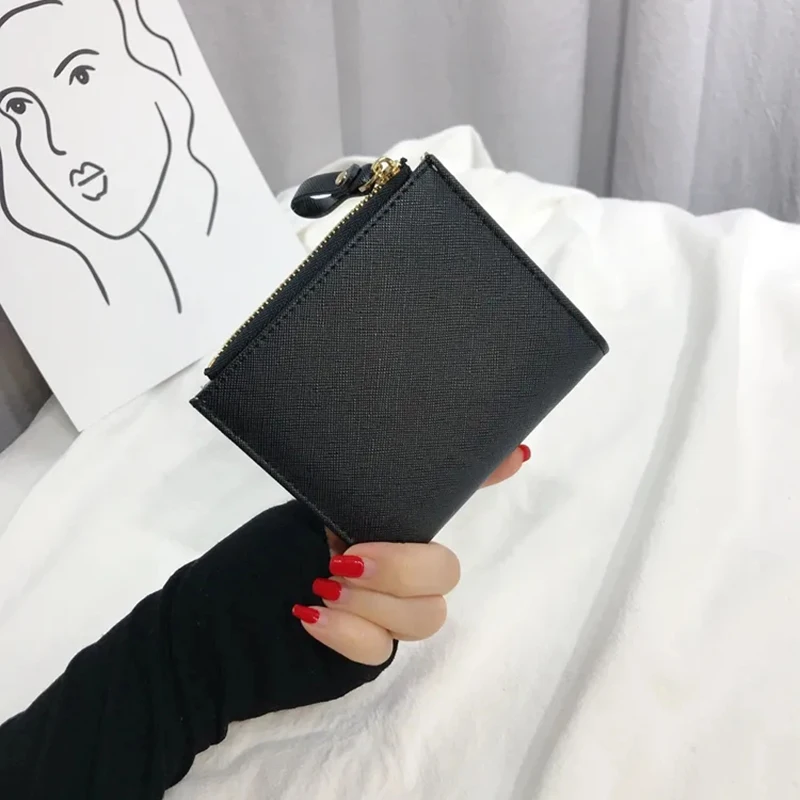 Embroidery Cat Women Short Wallet Zipper Coin Purse Short Women's Wallet Female Mini Card Holder Clutch for Girl Carteras Mujer