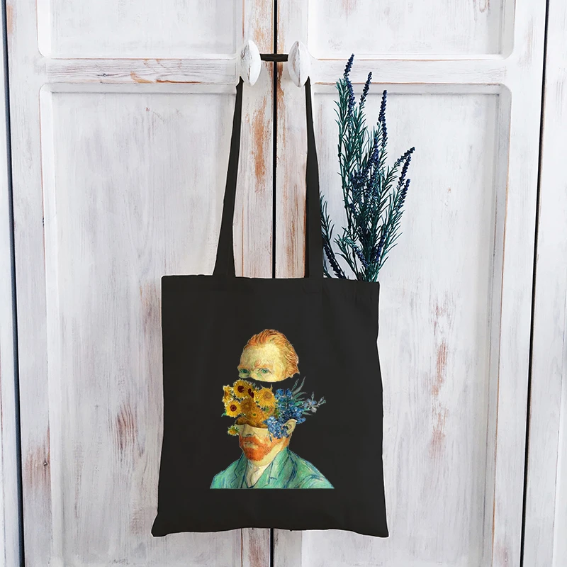 Van Gogh torba na zakupy dziewczyny Harajuku Tote Bag kobiety torba na ramię Ulzzang śmieszne duże torby na ramię z płótna dla ucznia torba graficzna