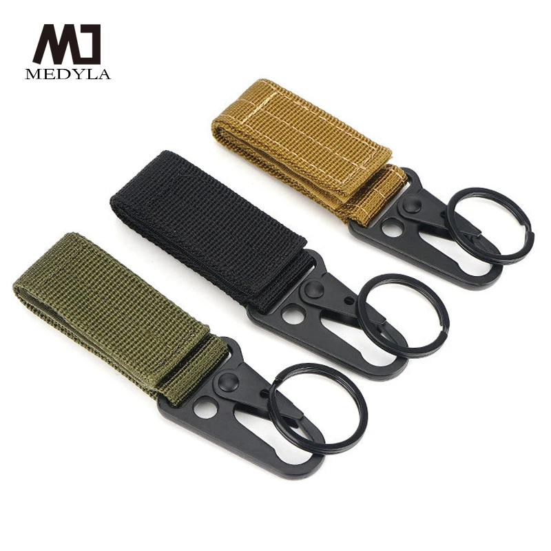 Outdoor Multi-functional Military Fan Key Chain Tactical Chain Mountaineering Kettle Chain Nylon Ribbon Buckle